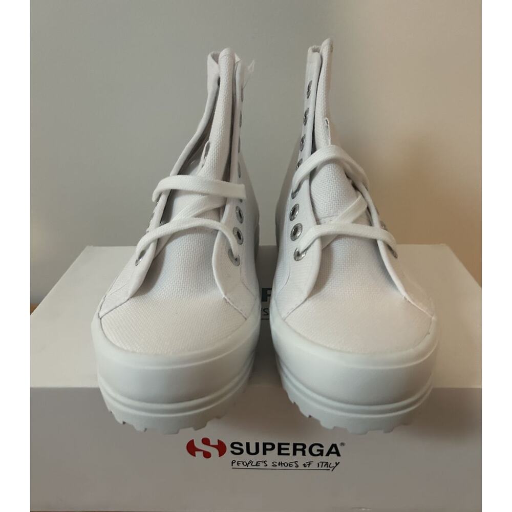 Superga Unisex White Canvas Lace Up High-Top Athletic Sneaker Men 6.5-Women 8 - Picture 3 of 11